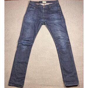 Taylor Stitch Mens Dark Wash Slim Fit Denim Blue Jeans Size 33 Button Fly